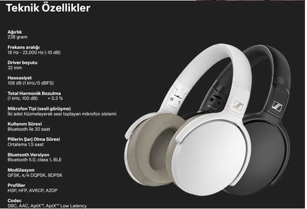 Sennheiser HD 350BT Bluetooth Kulak Üstü Kulaklık Siyah